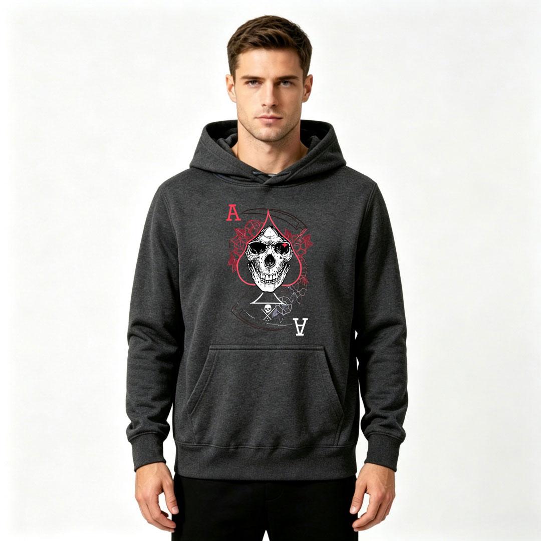 Men s Ace of Spades Skull Grim Reaper Rose Graphic Hoodie Casual Long Sleeve Hip Hop Streetwear Hooded Sweatshirt For Men Daily Outdoor Wear S