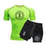 Men's Anime Double-Layer Quick-Dry Shorts & Tee Set for Outdoor Running & Fitness