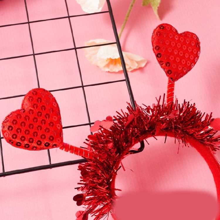 Banquet Prom Party Hairband Woman Valentines Headband Heart Tinsel Headband