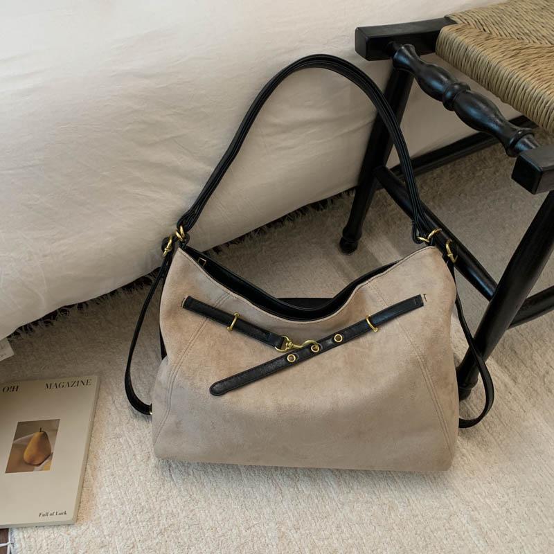 

Женская замшевая сумка-тоут - 2025 Большая вместимость, рюкзак через плечо, повседневная сумка на плечо для осени/зимы