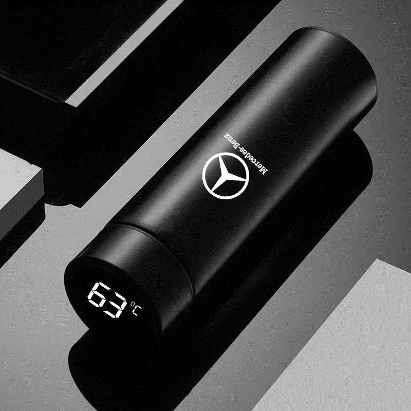 Car 500ml Portable Coffee Thermos Car Smart Stainless Steel Insulation Cup For Mercedes Benz B/C/E/S Class C200L GLC GLK CLA GLA QF1