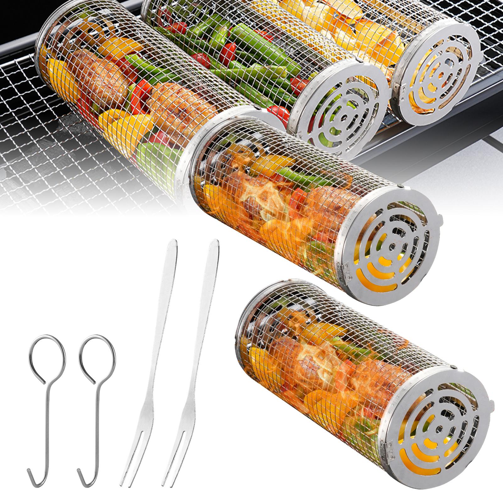 

Роликовые корзины для гриля на открытом воздухе, набор из 8 принадлежностей для барбекю из нержавеющей стали Small серебряный