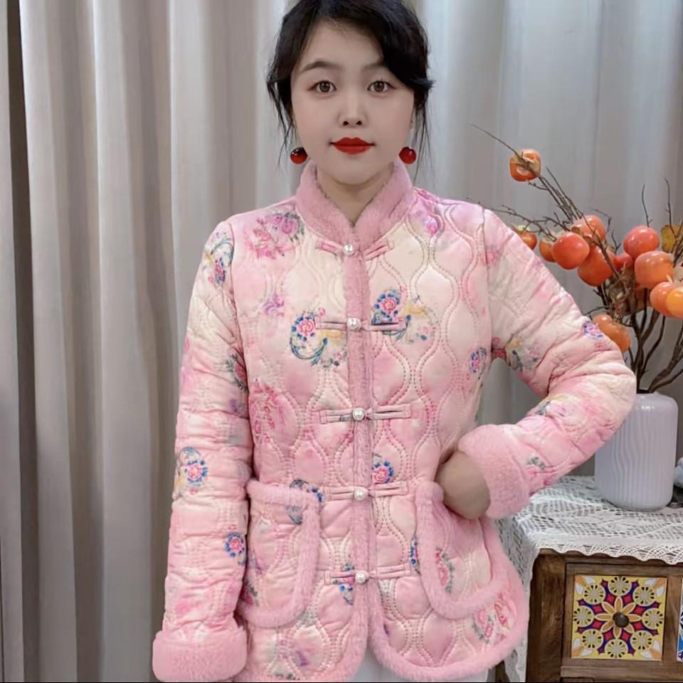 

New Winter Mom s Chinese-Style Velvet Padded Jacket - Elegant, Fashionable, and Age-Reducing 5XL 75-83 kg