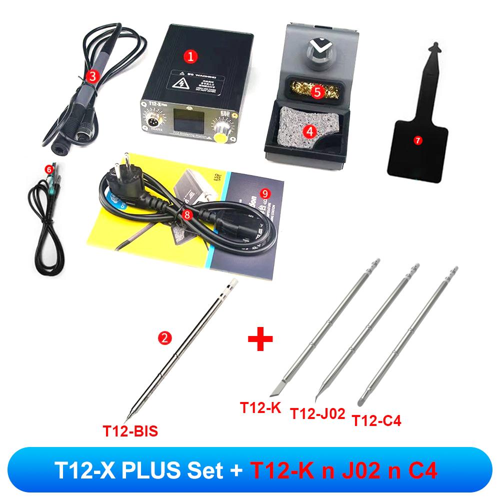 

OSS T12-X Plus Solder Station 75W Digital display Constant temperature With T12 Tips Kit For CPU Precision welding repair Tools EU power plug