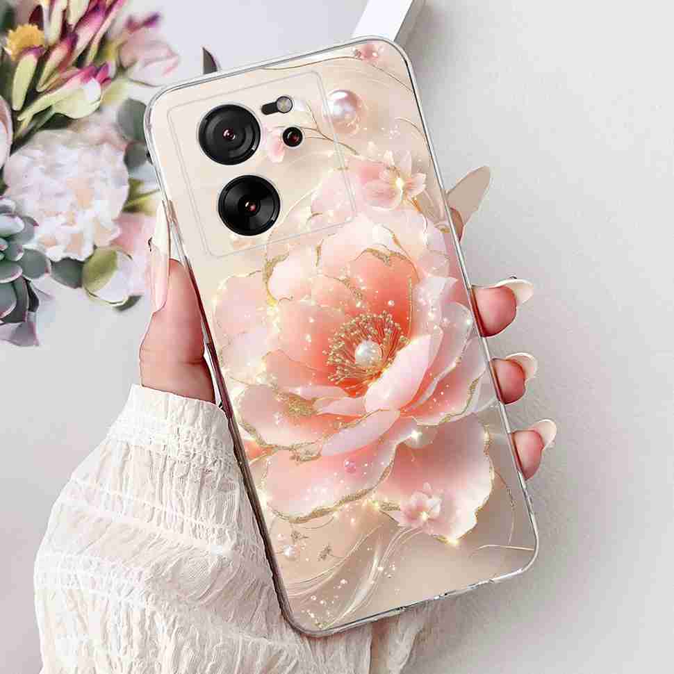 For Xiaomi Mi 13T 5G 6.67" Case Cartoon Bear Soft Silicone TPU Cover For Xiaomi Mi13T 5G 2306EPN60G 6.67" Colorful Flowers Shell