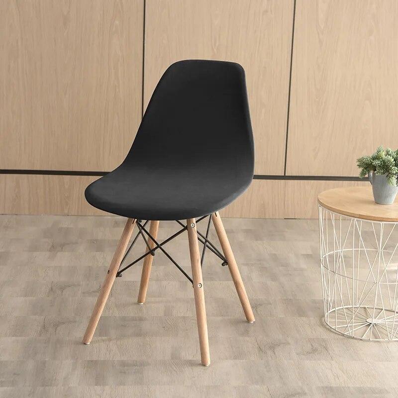 Velvet Fabric Shell Chair Cover Stretch Dining Seat Covers Slipcover Furniture Protector Hotel Home Office Living Room Removable