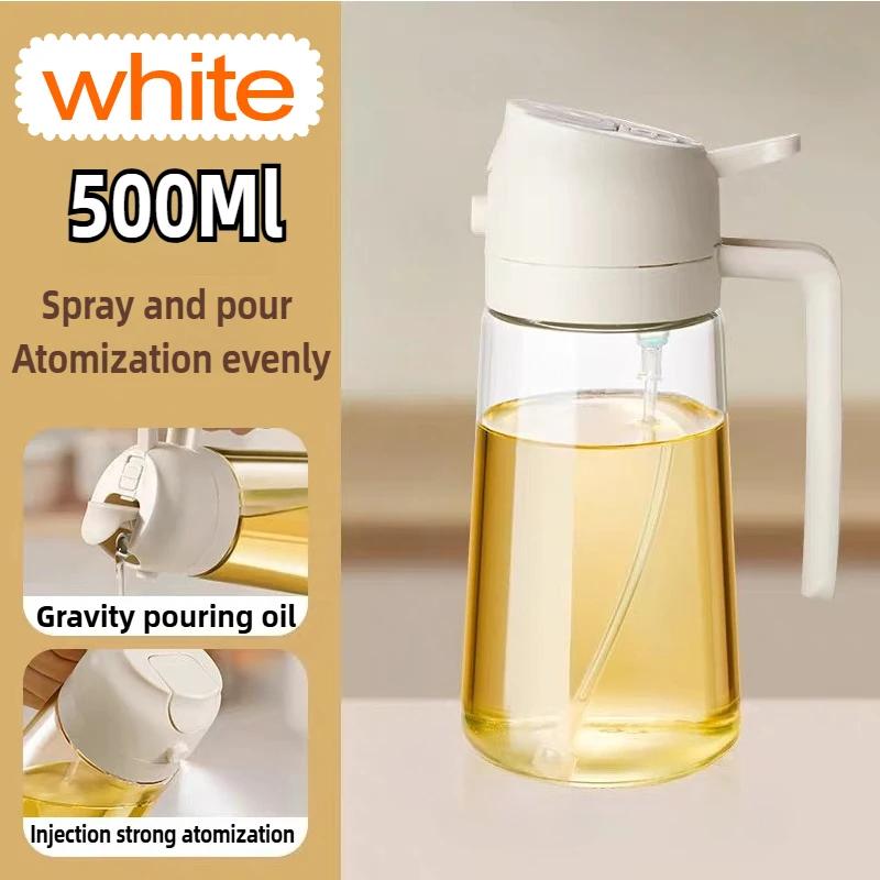 2 in1 Spray Oil Sprayer Kitchen Oil Spray Bottle Plastic 500ML Oil Dispenser Spray Container Cooking Camping Kitchen Seasoning