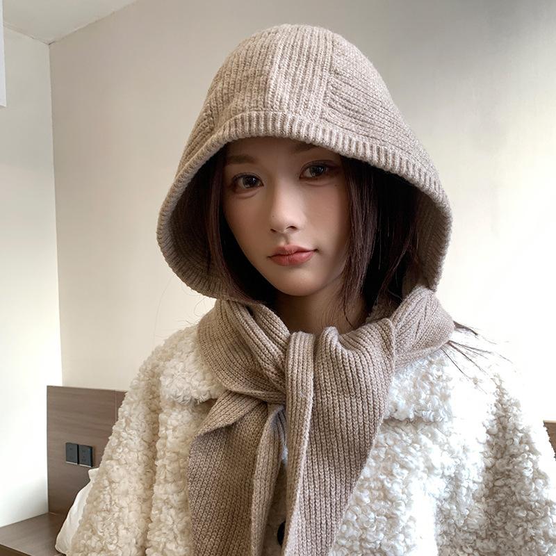 Red Hat Women'S Balaclava Hat Big Head Circumference Wool Hat Warm Ear Protection Windproof Knitted Hat