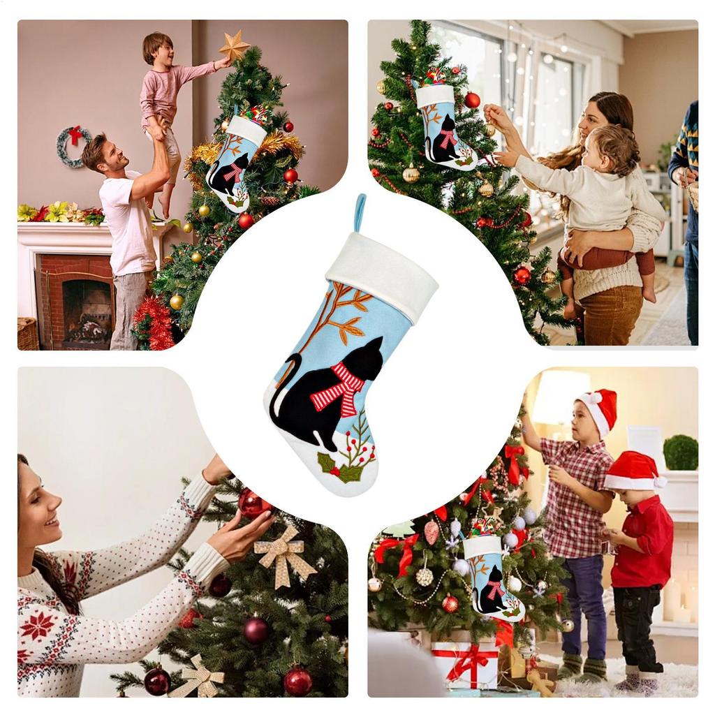 Large Christmas Stockings Festive Hanging Ornament With Loop For Fireplace Mantel Xmas Party Favors Gifts For Kids Adults