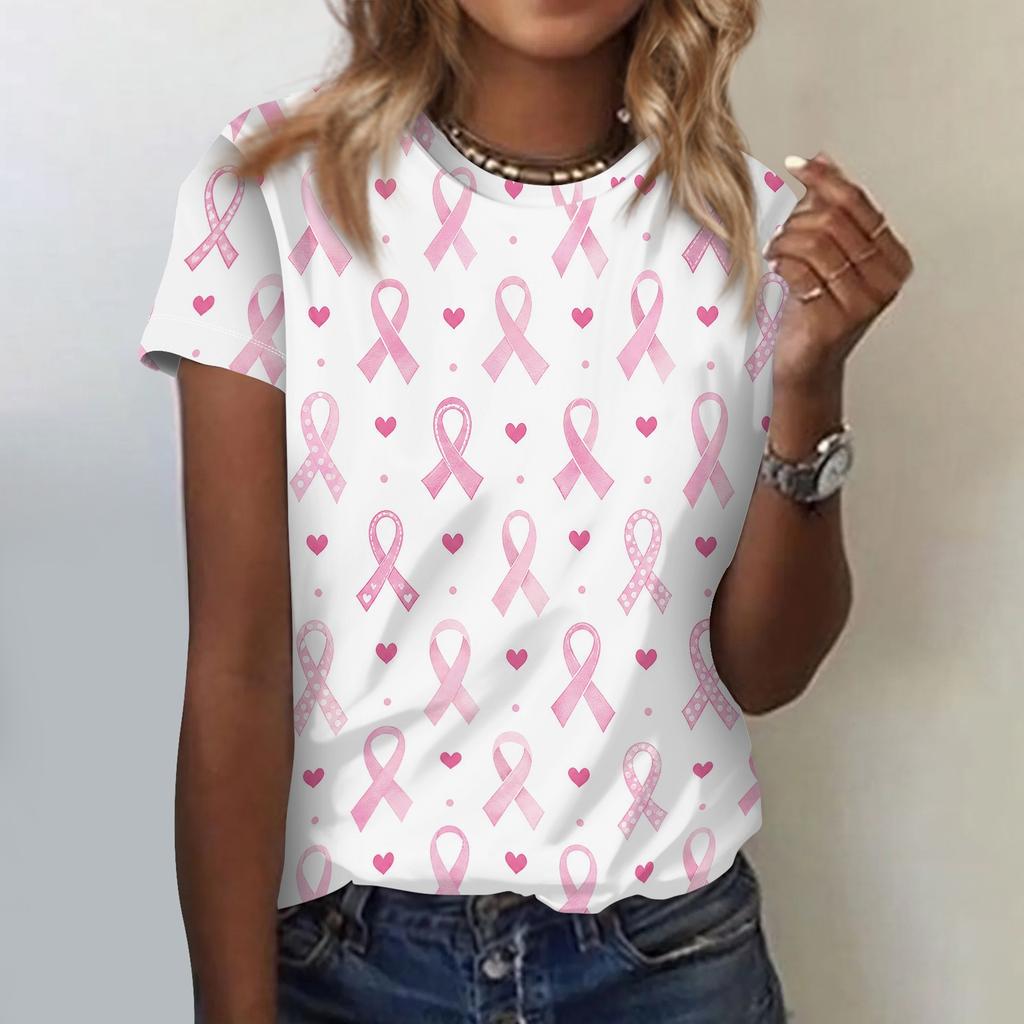 Dames Mode Casual Ronde Hals Borst Print T-shirt