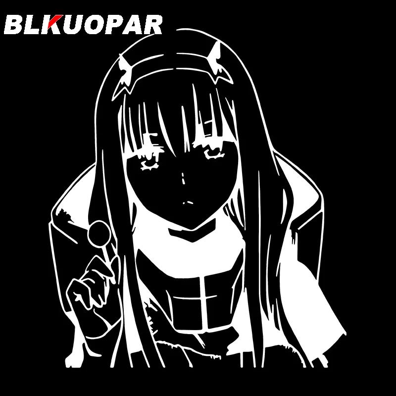 BLKUOPAR Zero Two Smile Anime Car Stickers Personality Peeker Cute Car Label Waterproof Sunscreen Silhouette Decal Decoration