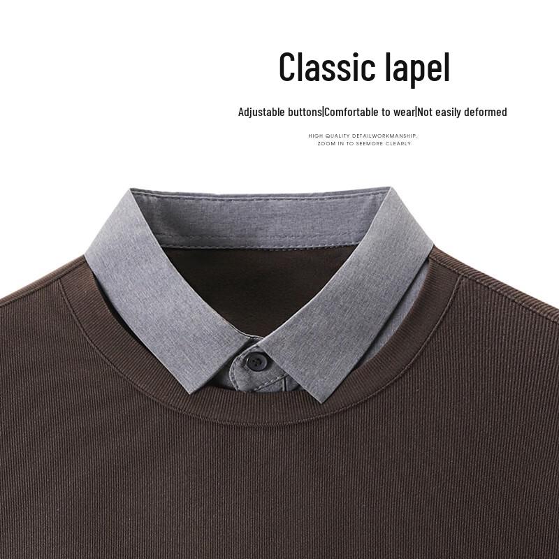 

SHANSHAN Men s Faux Two-Piece Business Casual Long-Sleeve T-Shirt S