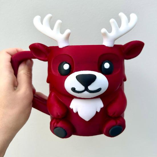 Reindeer Ice Cream Pint Holder with Spoon Slot Thermal Protection Cup Coaster Animal Shape Christmas Ice Cream Cup Holder