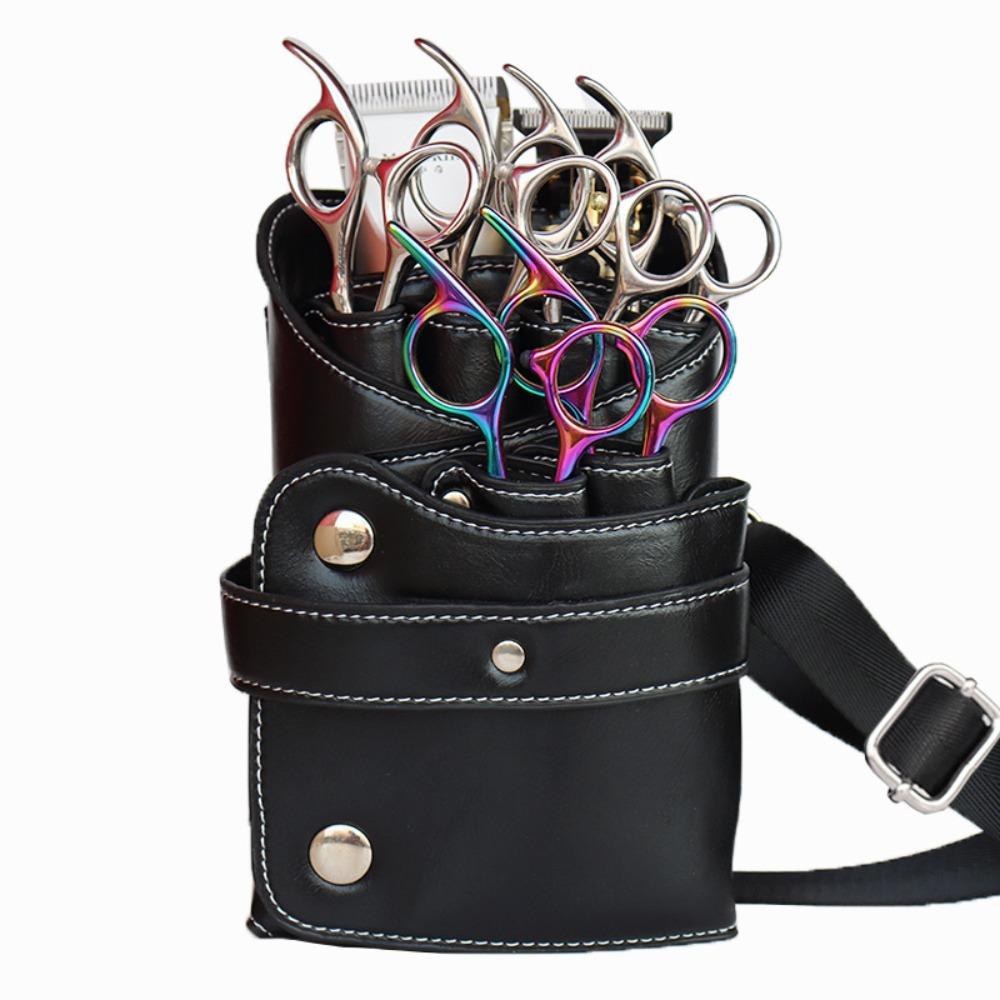 with Waist Shoulder Belt Shears Storage Bags PU Leather Case Bag Holder  Hairdressers
