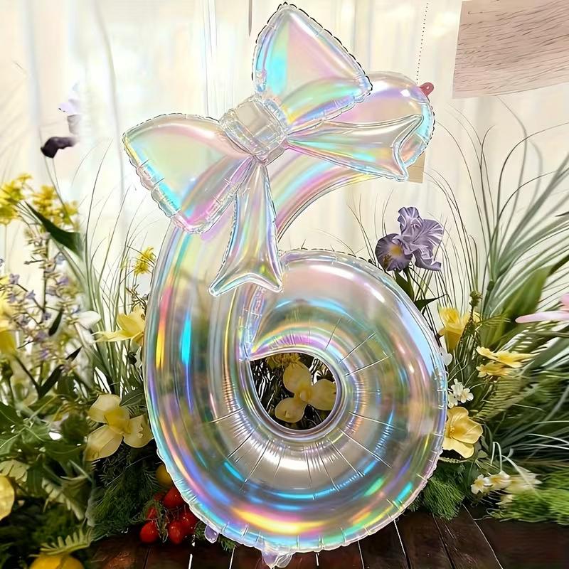 40Inch Transparent Colorful Digital Balloon with Bow Foil Balloon Kit for Kids Girl Boy Unicorn Birthday Party Decoration Gifts