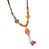 Delicate Ceramic Flower Beaded Necklace Handcrafted Retro Long Sweater Chain For Various Occasions