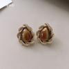 Maillard coffee color love gourd tiger's eye stone earrings earrings earrings design sense