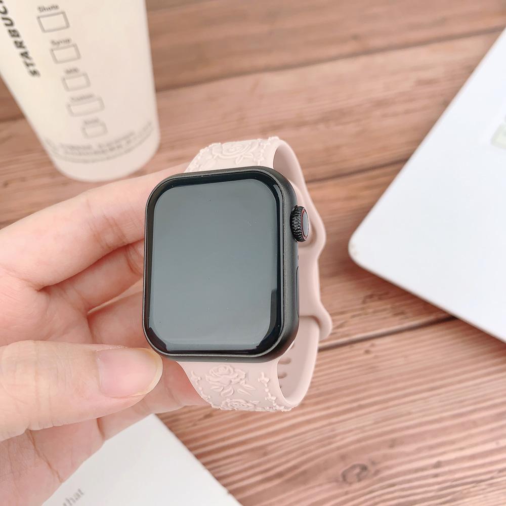 Engraved Strap for Apple watch band 45mm 44mm 42mm 49mm 40mm 41mm Silicone Bracelet Correa iWatch Series 8 9 7 6 5 4 3 Ultra SE