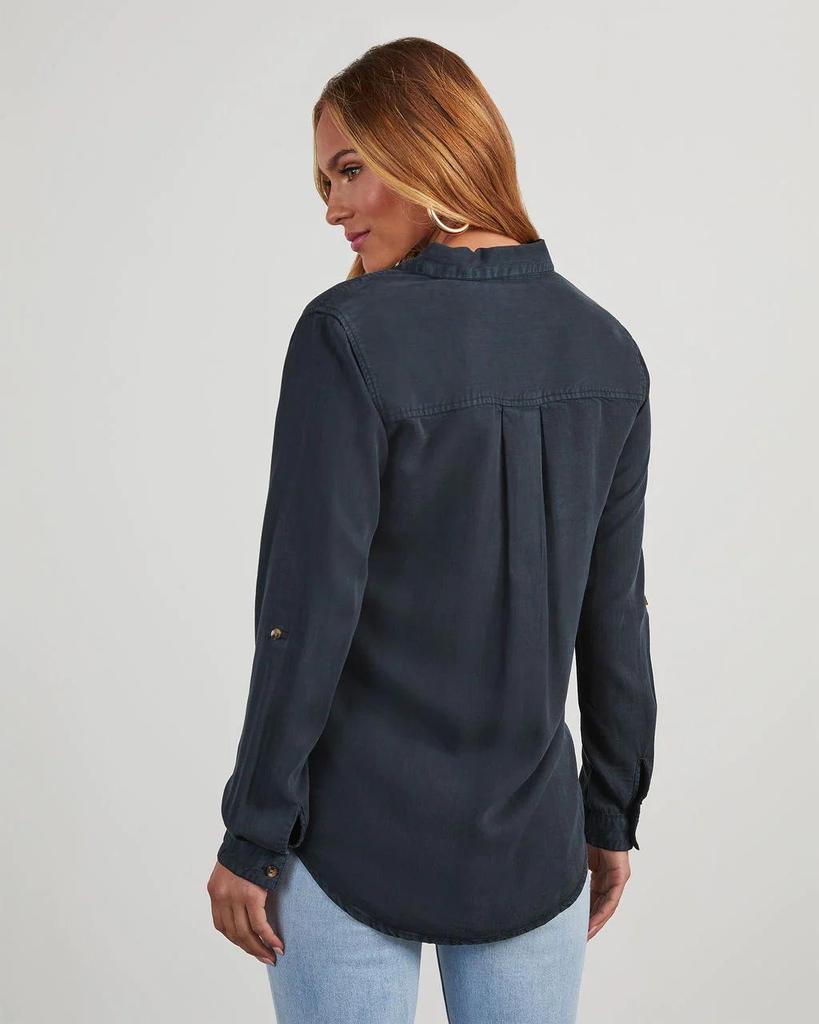 Women's Long-Sleeve Denim Shirt with Turn-Down Collar - Casual, European and American Style (Style 16810)