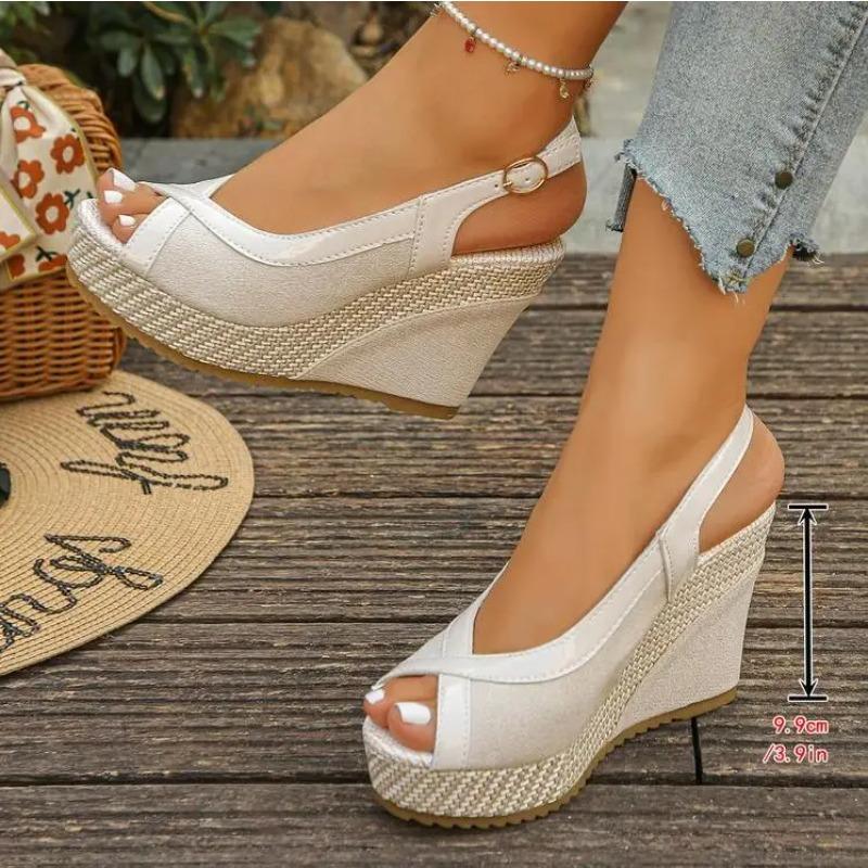 Shoes Women Ankle Buckle Wedges Sandals Summer Denim Sandal Comfortable Thick Sole Sandalias Mujer