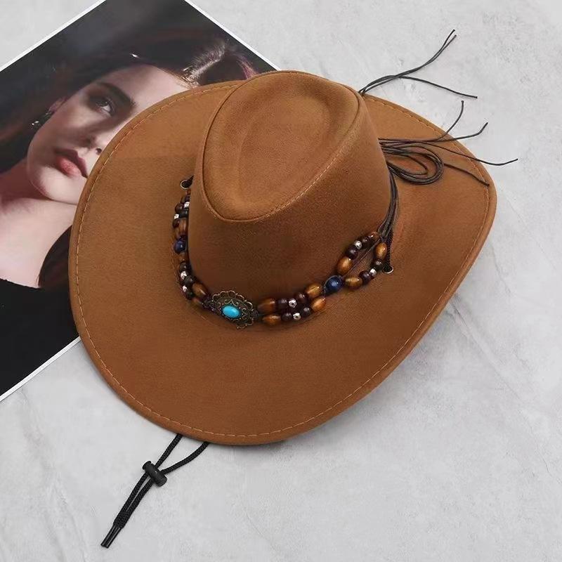 New Vintage Big-edge Western Cowboy Hats for Men Women Artificial Suede Gentleman Cowgirl Jazz Hat Sombrero Hombre Cap
