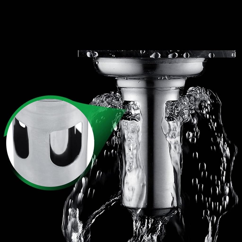 Stainless Steel Floor Drain with Filter, Square Shower Drain for Bathroom and Kitchen, Anti Odor Floor Waste Grate