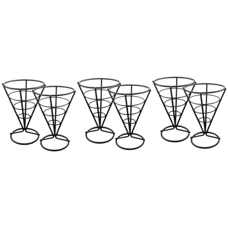 BHBL 6 Pcs Wire Metal Food Racks Cone Fried Basket Serving Chips Stand Display Stands Chicken Holder