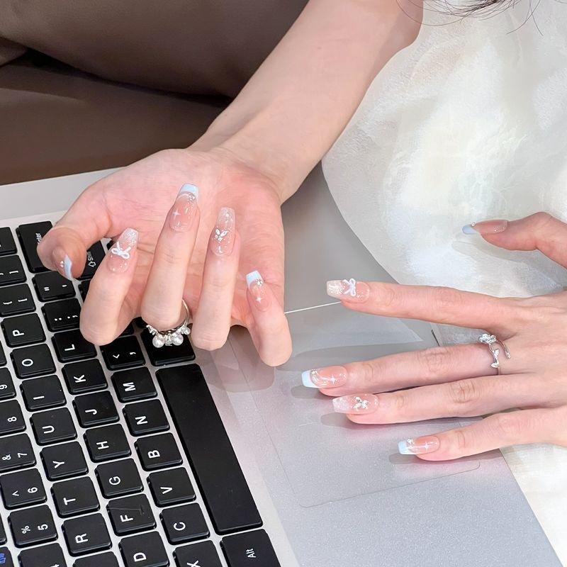 Ks Nail Art Wearable Nails Short Style 2026 New Model High-End Super Popular Cat Eye Handmade High-Quality Nude Color Stunning Nail Pieces