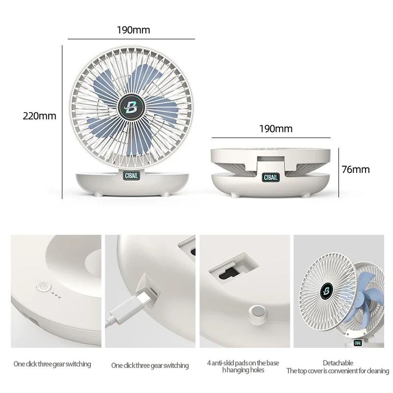2025Hot Sell 2IN1 Folding Desktop Fan Portable Air Conditioner Wall Mounted Fan Rechargeable with 3 Gears for Home Office
