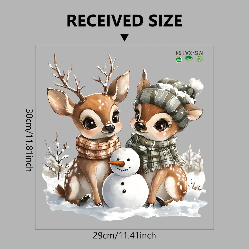 1pc Christmas Cute Reindeer,Snowman Glass Stickers,Suitable for Living Room,Bedroom,Balcony Glass Doors,Windows Home Decorations