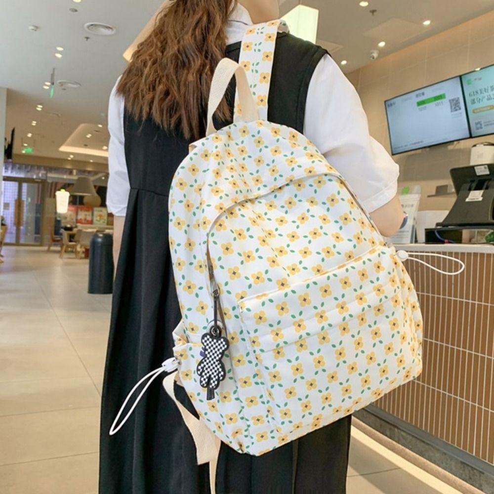 Nylon Students Backpack Fashion Shoulder Bag High Quality Floral School Bag  Girls