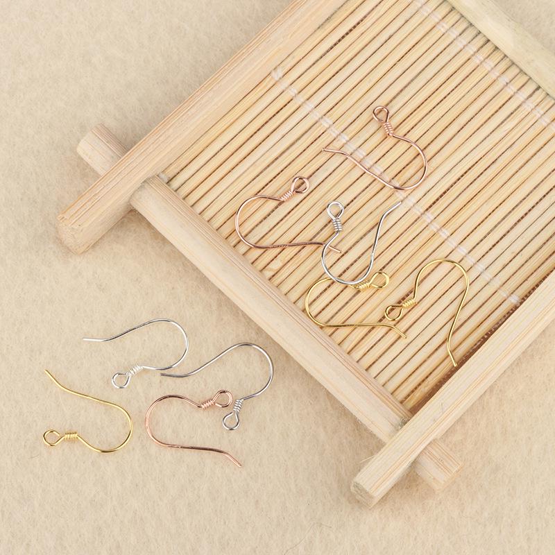 Tingxiang S925 Sterling Silver Round Ear Hook Earring Pendants, 0.55mm DIY Jewelry Making Accessories 0.55mm Ear Hooks