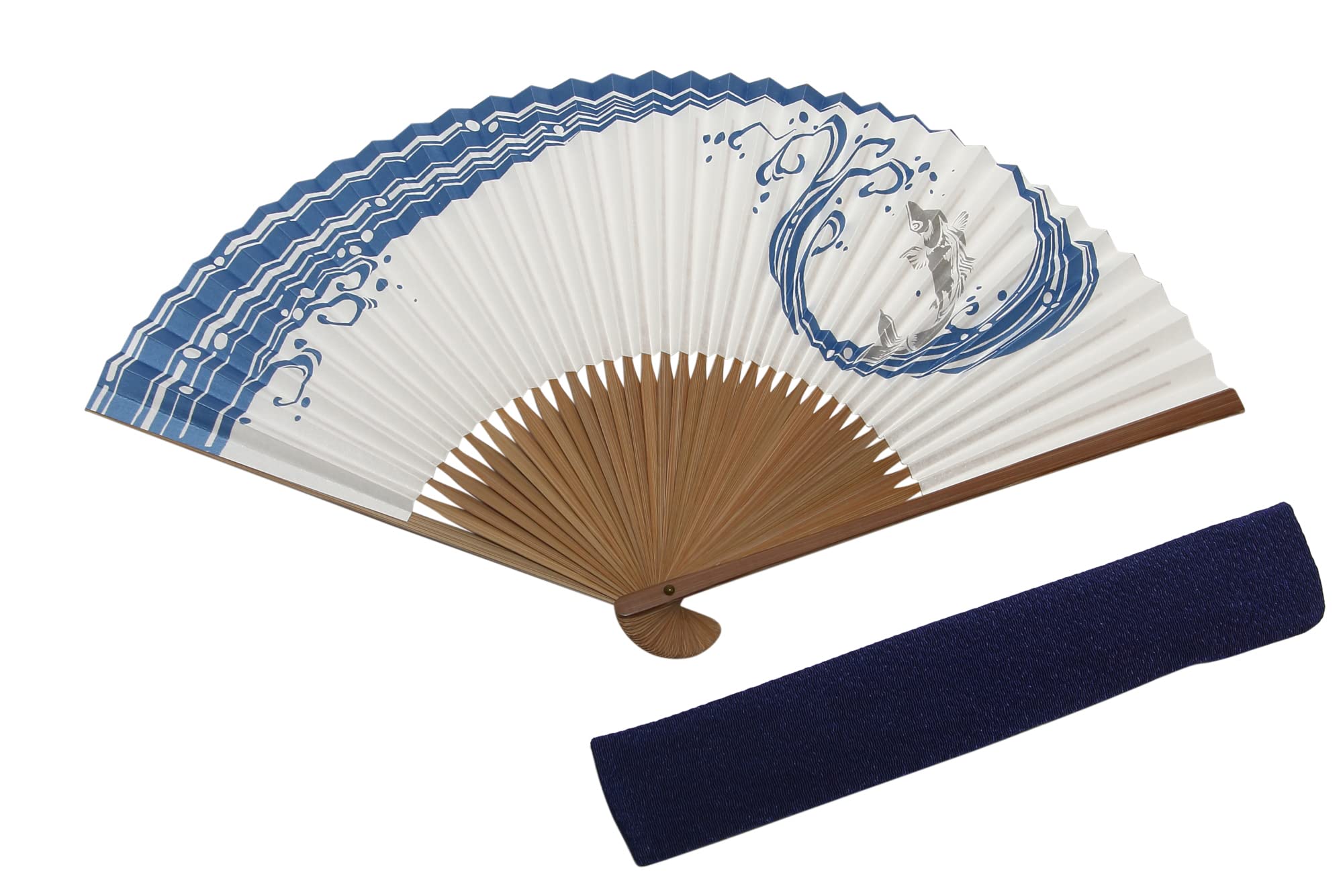 Складной ремесленник из Киото с веером в бумажной коробке [Хасегава] Мужской веер, Изготовлено, Чехол, (Карп Дизайн)