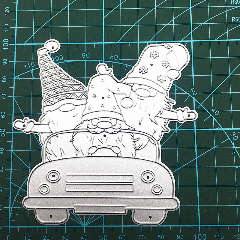 

Три Санты водят автомобиль дизайн шаблон металлические трафареты DIY Скрапбукинг трафарет для тиснения бумага ремесло шаблон альбома серебряный