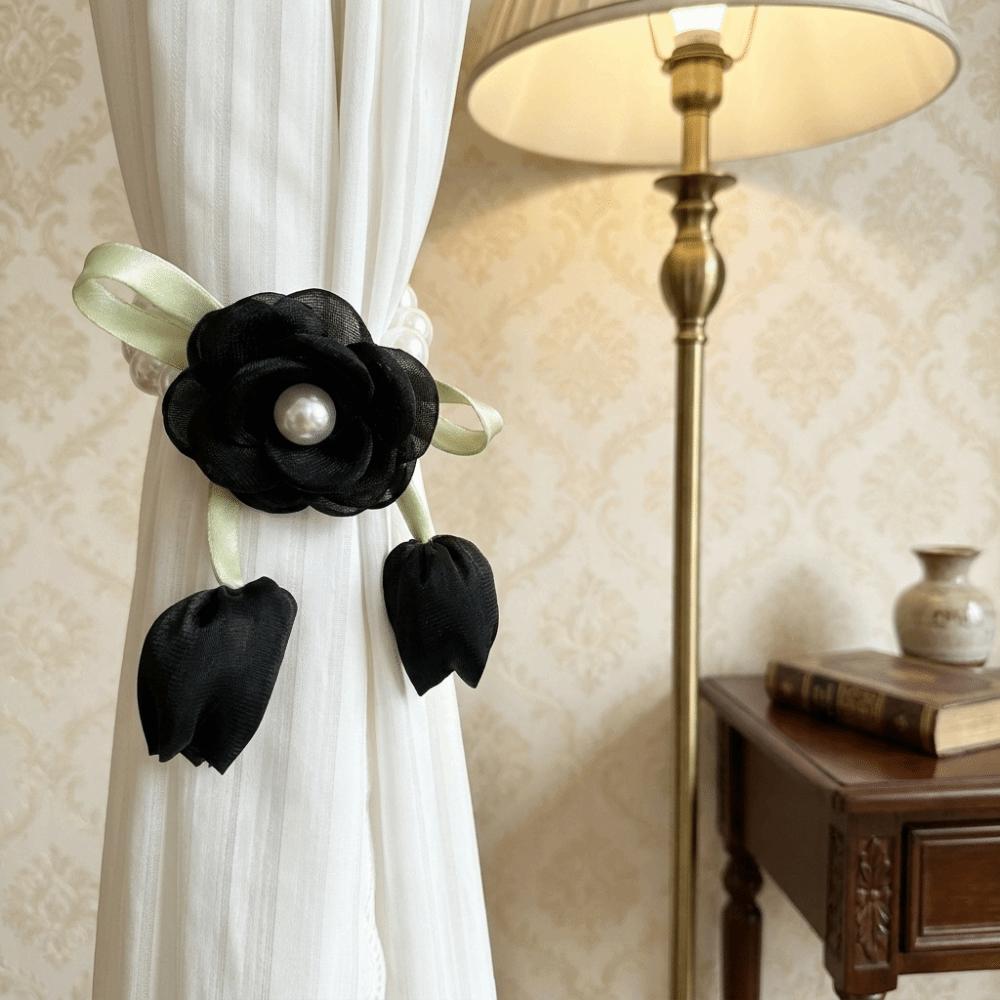 Beautifully Flowers Curtain Straps Magnetic Sheer Curtains Tiebacks Pearl Curtain Buckle  Bedroom