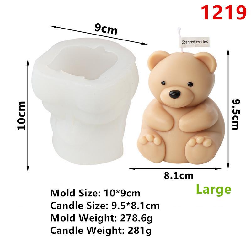 3D Cute Cartoon Bear Silicone Candle Mold DIY Home Decoration Silicone Mold For Resin Teddy Bear Candle Mold