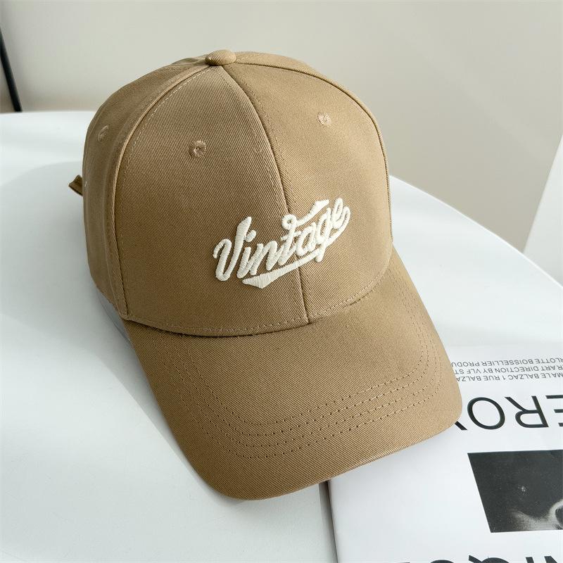 Baseball Hat for Women's Trendy and Versatile Wide Brim Showing Face Small Sun Protection Baseball Cap Korean Version Letter Embroidery