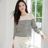Women's Striped Round Neck Long Sleeve Knit Top