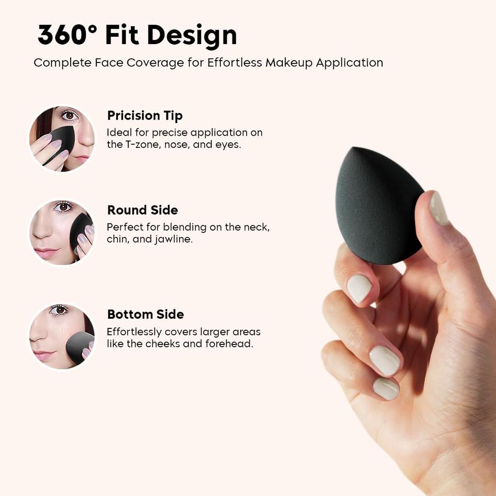 Pack of 6 Professional Makeup Blender Sponge for Face Makeup with Cotton Pad and Powder Puff Perfect for Women's & Girls Makeup Blender Set - Soft,