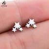 Simple Yoga Om Earring Ball Star Tree Cross Bicycle Stainless Steel Stud Earrings for Women Men T Bar Ear Piercing Gift