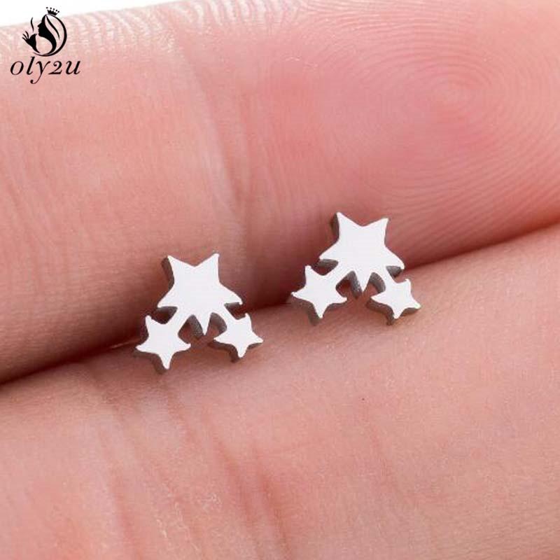 Simple Yoga Om Earring Ball Star Tree Cross Bicycle Stainless Steel Stud Earrings for Women Men T Bar Ear Piercing Gift