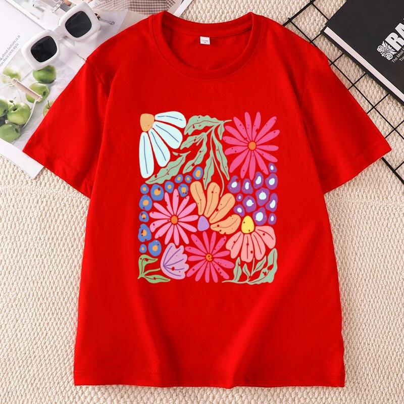 Trendy Boho Floral TShirt Soft Flower Graphic Tshirt Cute Spring Garden Botanical Top Summer Short Sleeve Unisexs Clothing