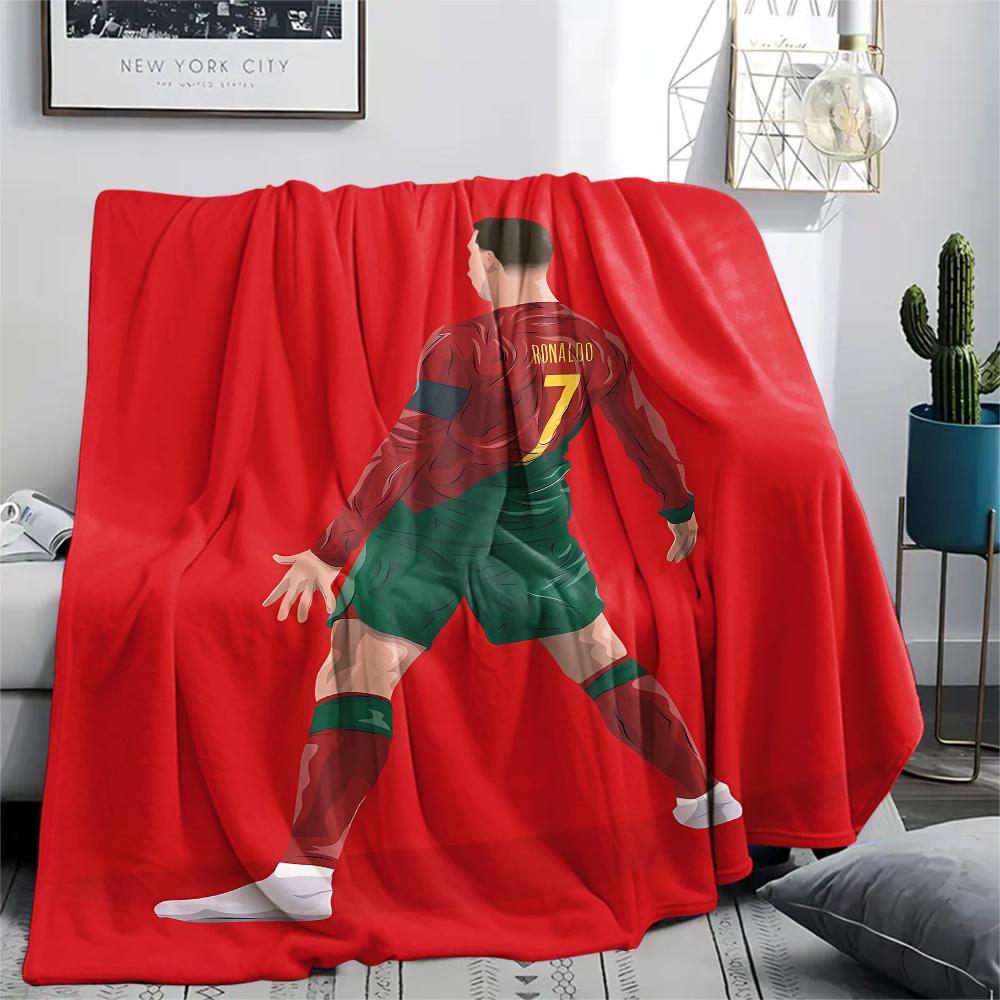 1PC Ronaldo Print Flannel Blanket, High Quality All Seasons, Home Decor, Warmth and Comfort, Perfect for Christmas Gifts