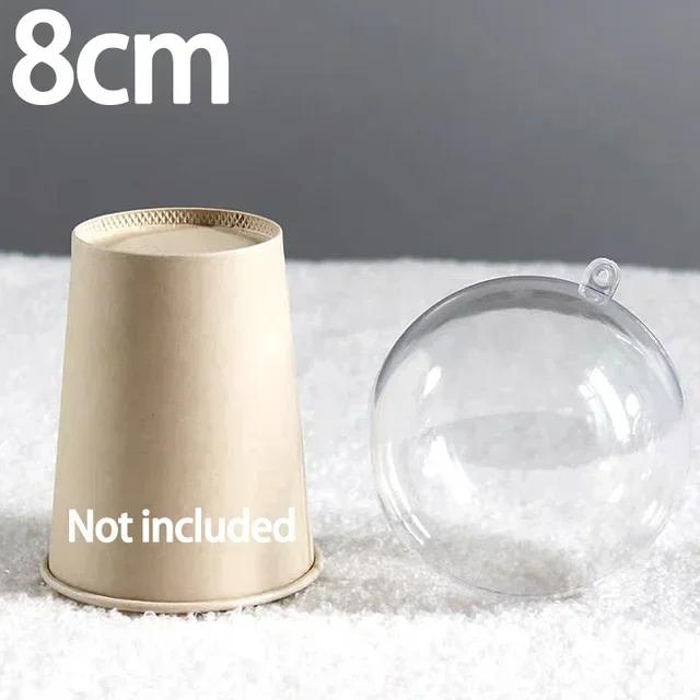 1/12PCS Christmas Hollow Balls Plastic Transparent DIY Ball Fillable Bauble Xmas Tree Hanging Ornaments Home Party Decor Gifts