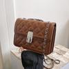 Small Square Shoulder Bag With Sewn Detail And Synthetic Leather Interior For Casual Outings
