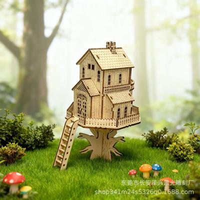 3D Wooden Fairy Treehouse Puzzle - Creative DIY Handmade Ornament and Gift