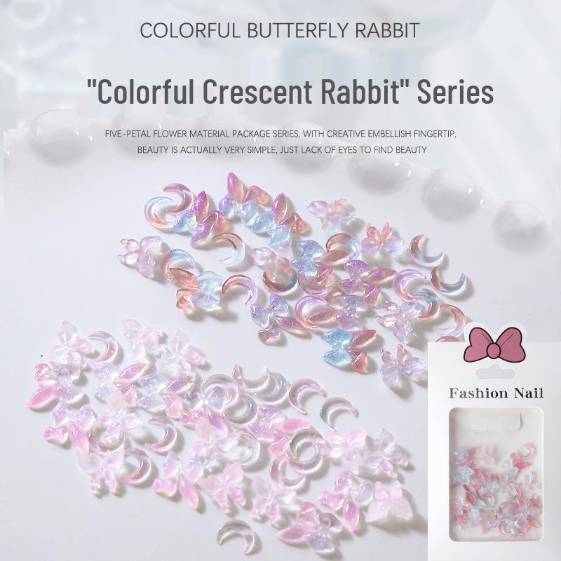 

Sailor Moon Iridescent 3D Ice Moon & Rabbit Nail Art Decorations - 30-Piece Set