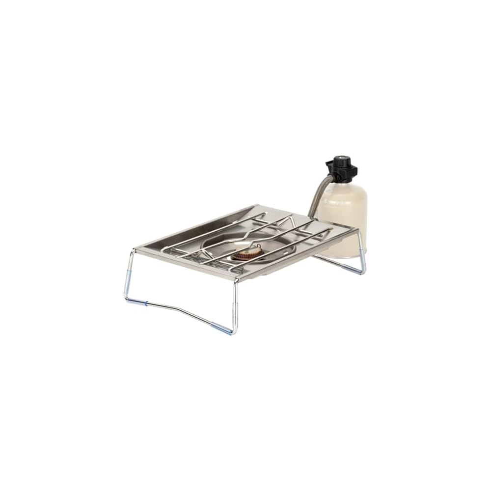 Snow Peak GS-450R Flat Burner Single Gas Stove with Wind Shield, Adjustable Flame, for Camping and Outdoor Cooking