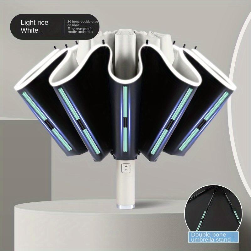 Kompaktní velikost, safírově modrý automatický obrácený deštník - Vodotěsný, UV ochrana, Stylový skládací design s dvoužebrovou konstrukcí a bezpečným zamykáním