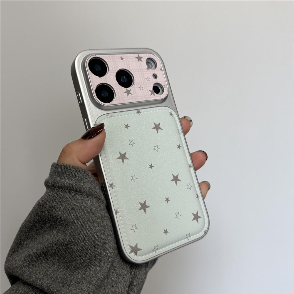 INS Style Matcha Green Stars Phone Case Compatible with iPhone 17 Pro and 14 Pro, Korean Niche Design